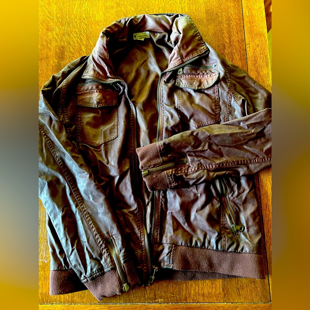 Urban outfitters brown faux leather jacket